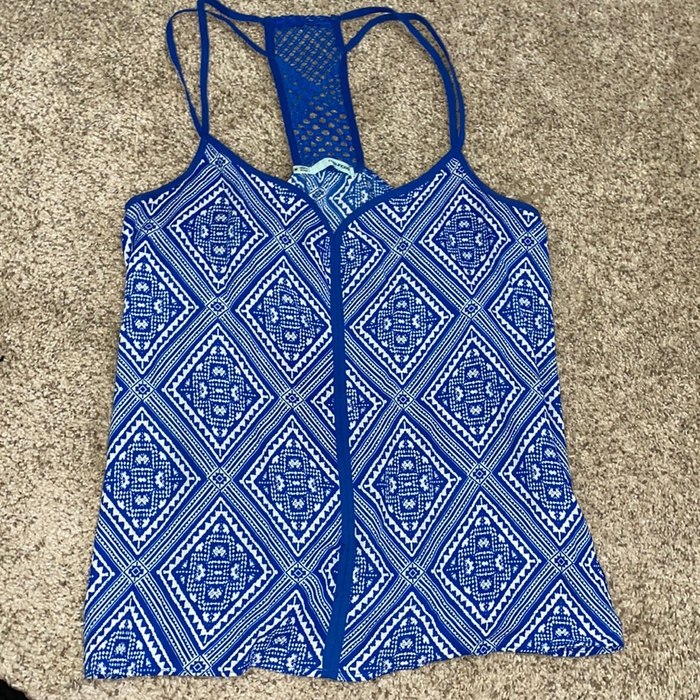 Maurice's blue and white tank/blouse, Medium, hardly worn